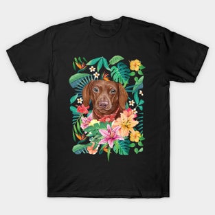 Tropical Chocolate Dachshund Doxie Puppy T-Shirt